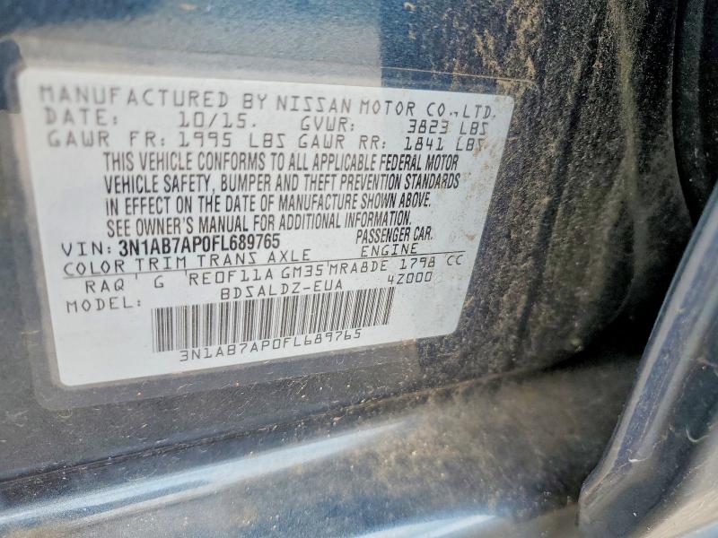58712706 :رقم المزاد ، 3N1AB7AP0FL689765 vin ، 2015 Nissan Sentra مزاد بيع