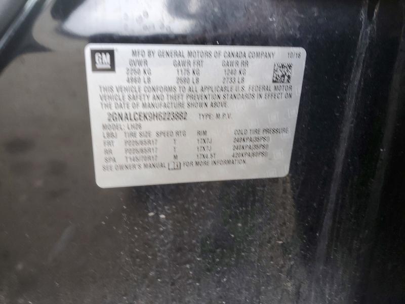 Aukcja sprzedaży 2017 Chevrolet Equinox, vin: 2GNALCEK9H6223882, numer aukcji: 58777436