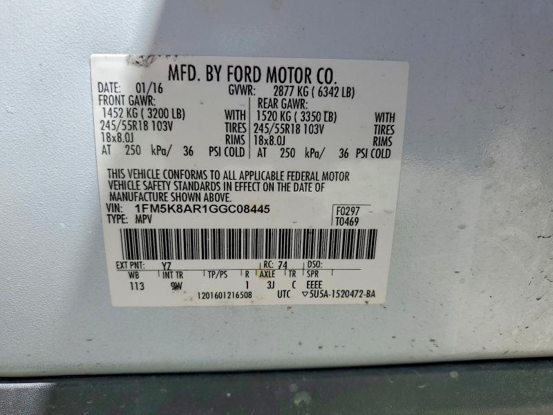 Продаж на аукціоні авто 2016 Ford Explorer, vin: 1FM5K8AR1GGC08445, номер лоту: 57714126