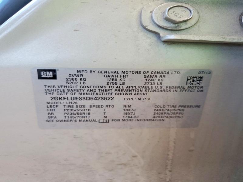 59189086 :رقم المزاد ، 2GKFLUE33D6423622 vin ، 2013 Gmc Terrain مزاد بيع