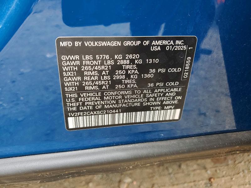 Aukcja sprzedaży 2025 Volkswagen Atlas Cross Sport, vin: 1V2FE2CAXSC210441, numer aukcji: 56757996