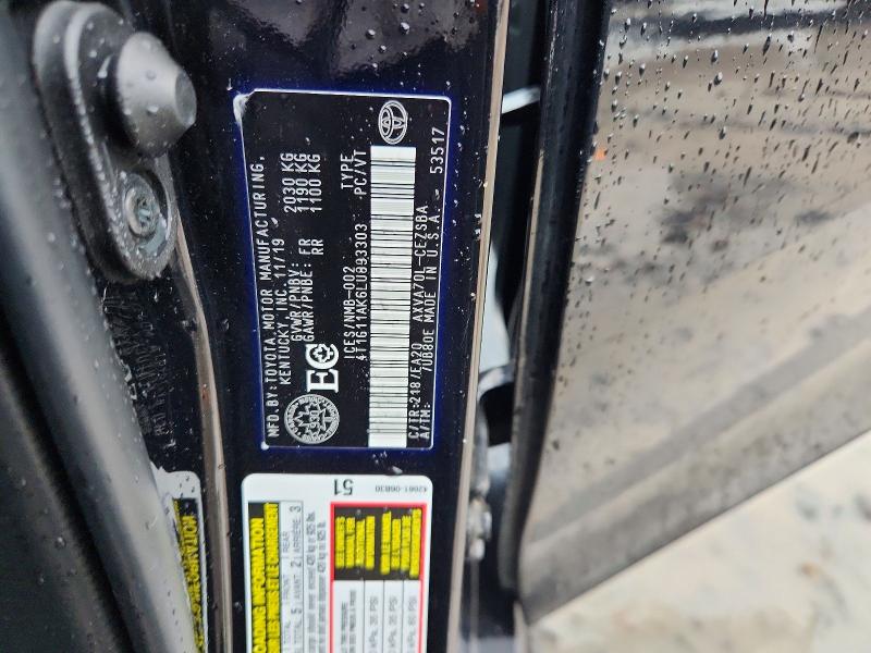 Продаж на аукціоні авто 2020 Toyota Camry, vin: 4T1G11AK6LU893303, номер лоту: 56857166