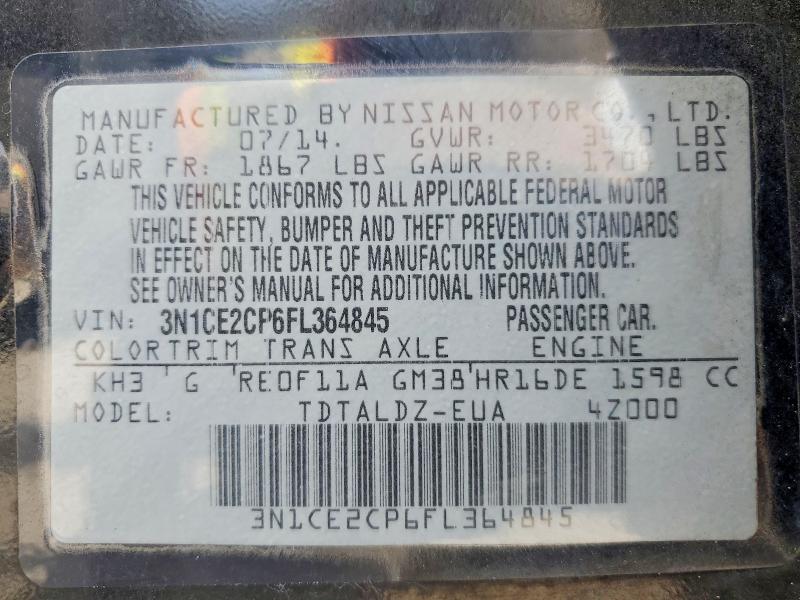Aukcja sprzedaży 2015 Nissan Versa Note, vin: 3N1CE2CP6FL364845, numer aukcji: 56288486