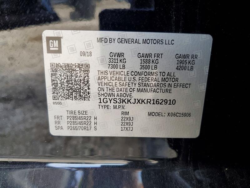 Aukcja sprzedaży 2019 Cadillac Escalade, vin: 1GYS3KKJXKR162910, numer aukcji: 56513986