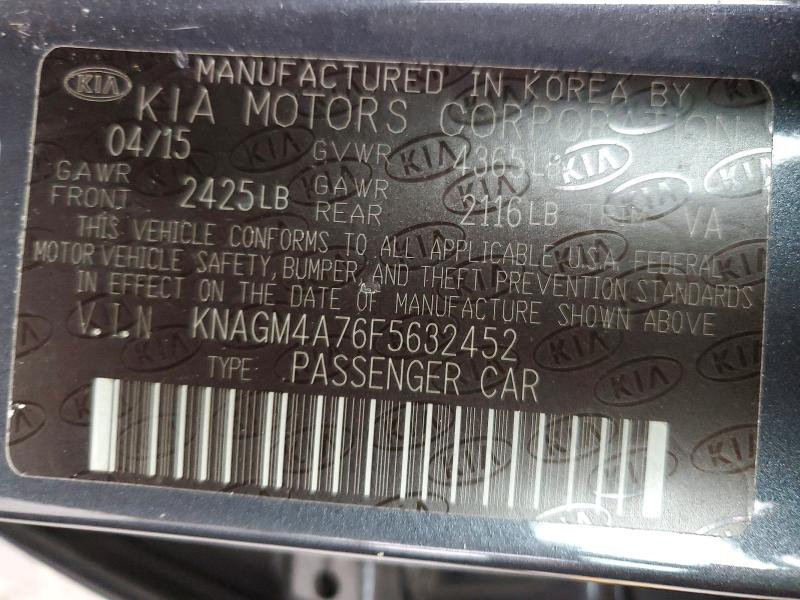 59305906 :رقم المزاد ، KNAGM4A76F5632452 vin ، 2015 Kia Optima مزاد بيع