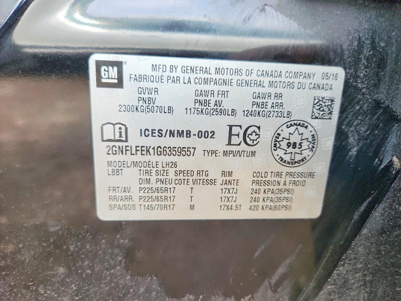 Aukcja sprzedaży 2016 Chevrolet Equinox, vin: 2GNFLFEK1G6359557, numer aukcji: 56512206