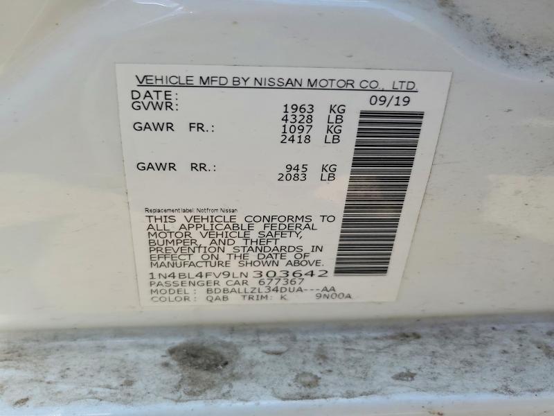 Продаж на аукціоні авто 2020 Nissan Altima, vin: 1N4BL4FV9LN303642, номер лоту: 55454216