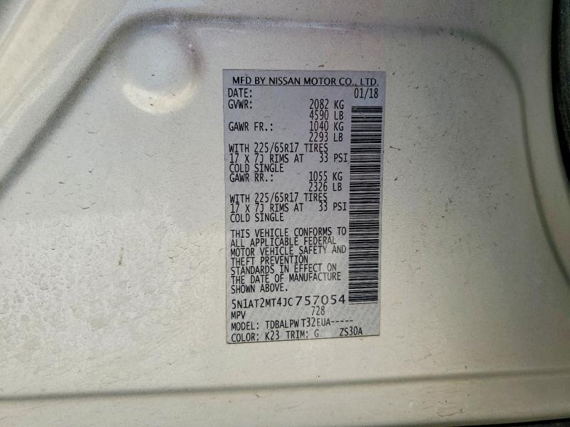 Продаж на аукціоні авто 2018 Nissan Rogue, vin: 5N1AT2MT4JC757054, номер лоту: 55855516