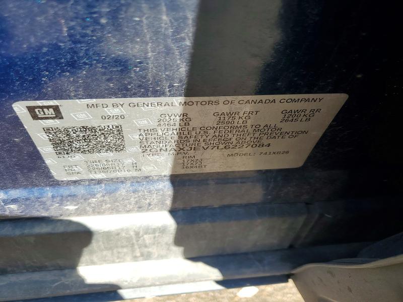 2020 Chevrolet Equinox მანქანა იყიდება აუქციონზე, vin: 2GNAXJEV7L6227084, აუქციონის ნომერი: 56979156