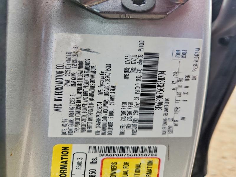 Aukcja sprzedaży 2016 Ford Fusion, vin: 3FA6P0H75GR358704, numer aukcji: 57087966