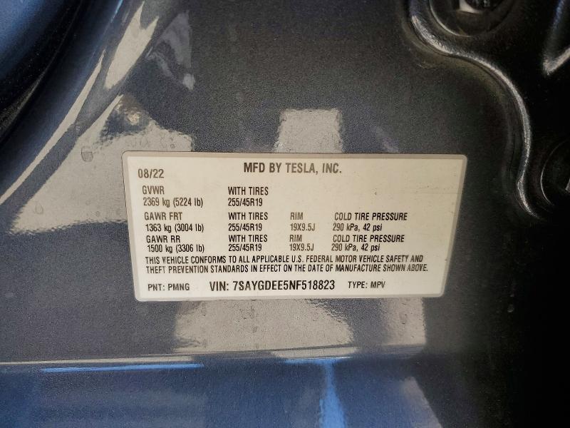 Продаж на аукціоні авто 2022 Tesla Model Y, vin: 7SAYGDEE5NF518823, номер лоту: 57432916