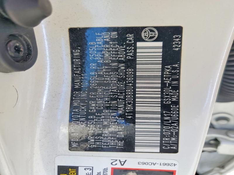 Продажа на аукционе авто 2011 Toyota Avalon, vin: 4T1BK3DB8BU436098, номер лота: 57728496