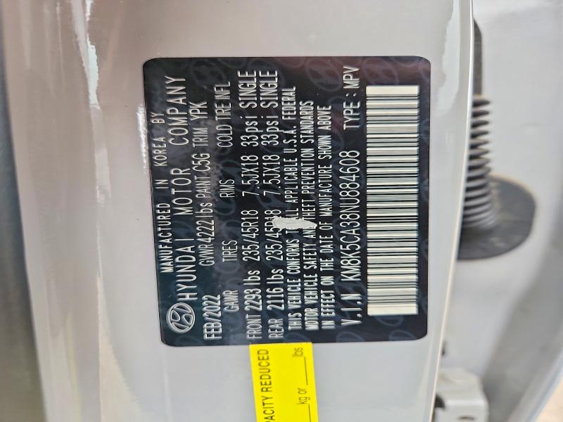2022 Hyundai Kona მანქანა იყიდება აუქციონზე, vin: KM8K5CA38NU884608, აუქციონის ნომერი: 57048036