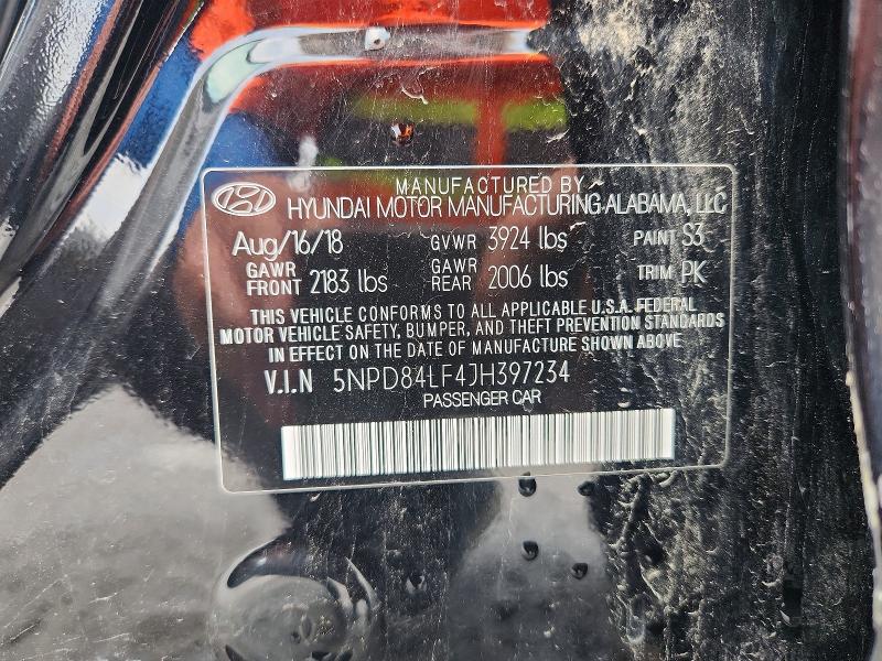 59003486 :رقم المزاد ، 5NPD84LF4JH397234 vin ، 2018 Hyundai Elantra مزاد بيع