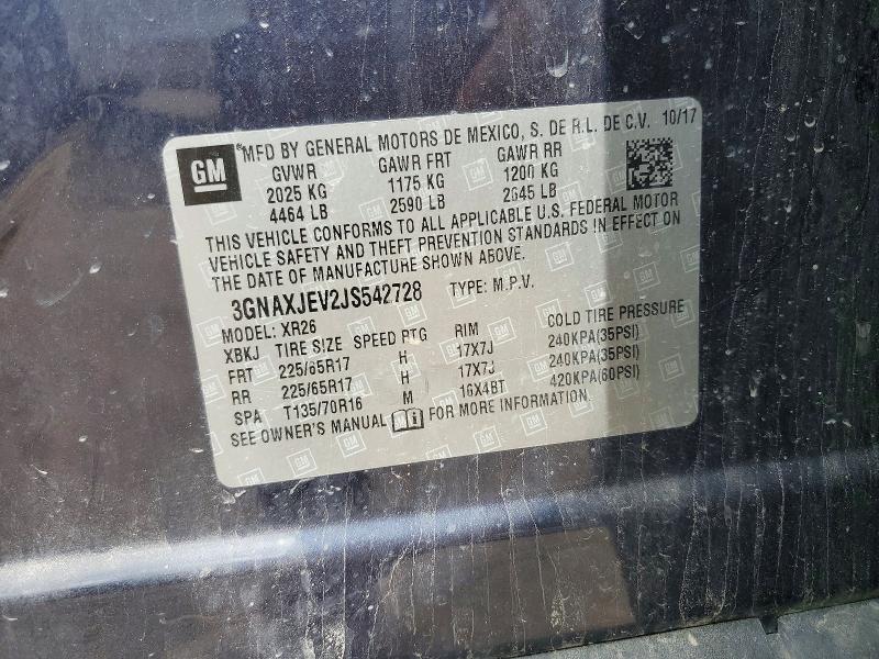 Продаж на аукціоні авто 2018 Chevrolet Equinox, vin: 3GNAXJEV2JS542728, номер лоту: 55964996