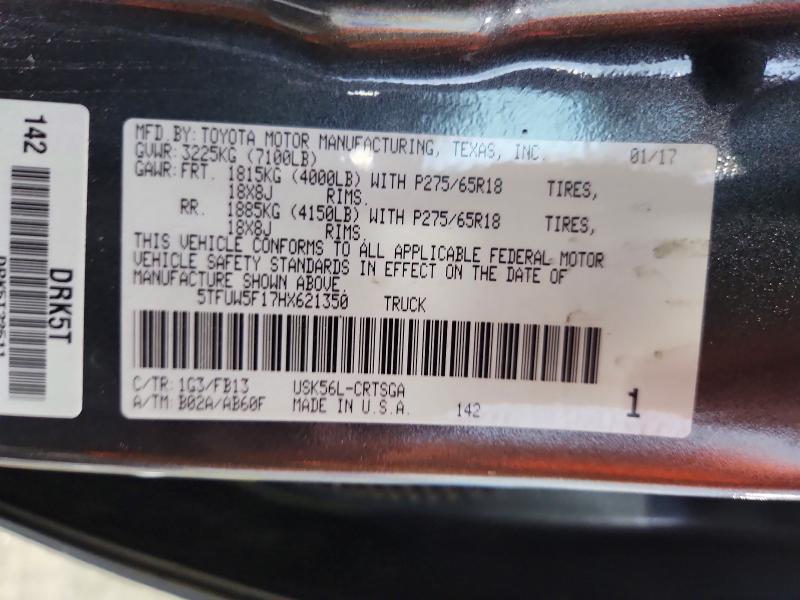 55535366 :رقم المزاد ، 5TFUW5F17HX621350 vin ، 2017 Toyota Tundra مزاد بيع