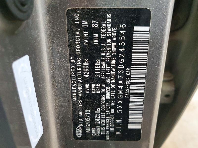 Aukcja sprzedaży 2013 Kia Optima, vin: 5XXGM4A73DG245546, numer aukcji: 55373746