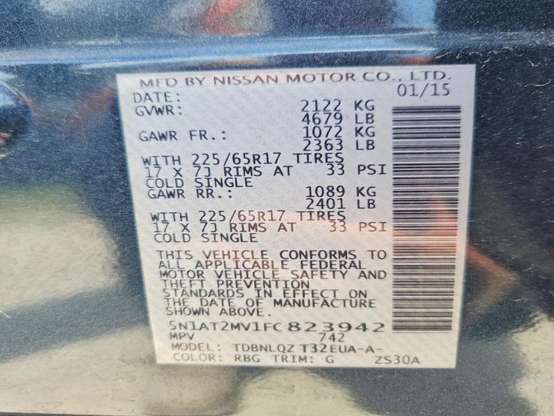 Aukcja sprzedaży 2015 Nissan Rogue, vin: 5N1AT2MV1FC823942, numer aukcji: 57478396