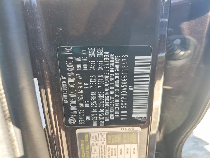 Aukcja sprzedaży 2016 Kia Sorento, vin: 5XYPHDA56GG113478, numer aukcji: 58190446