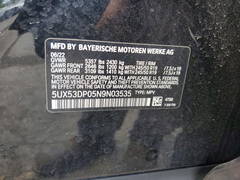 Продаж на аукціоні авто 2022 Bmw X3, vin: 5UX53DP05N9N03535, номер лоту: 56773326
