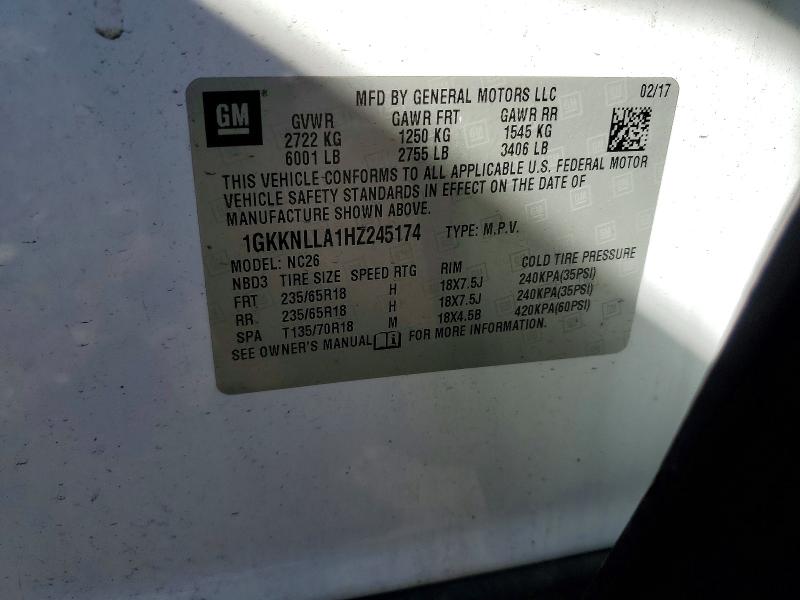 Продаж на аукціоні авто 2017 Gmc Acadia, vin: 1GKKNLLA1HZ245174, номер лоту: 57080946
