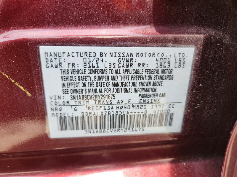 2024 Nissan Sentra მანქანა იყიდება აუქციონზე, vin: 3N1AB8CV2RY291675, აუქციონის ნომერი: 58109776