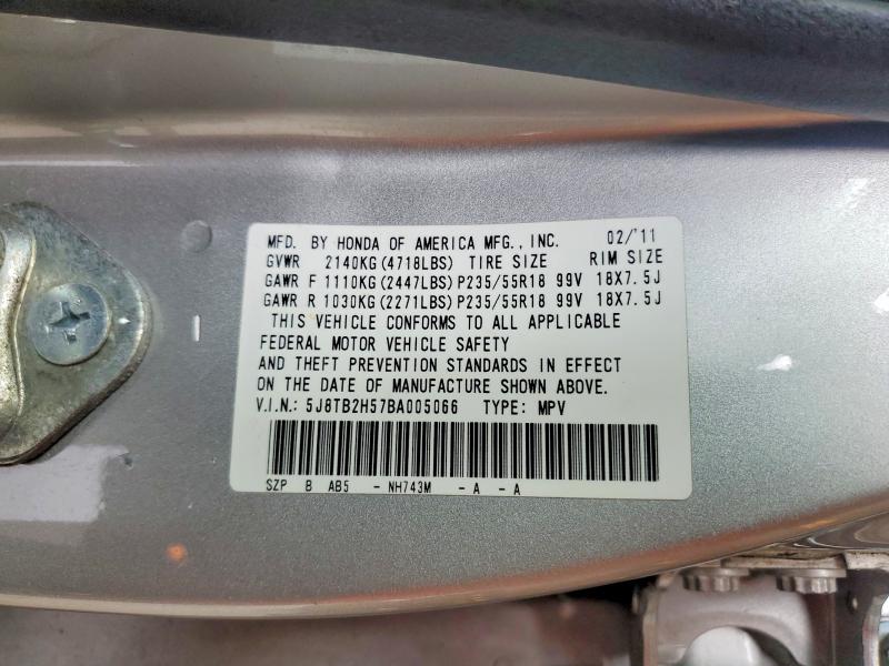 2011 Acura Rdx მანქანა იყიდება აუქციონზე, vin: 5J8TB2H57BA005066, აუქციონის ნომერი: 56341266