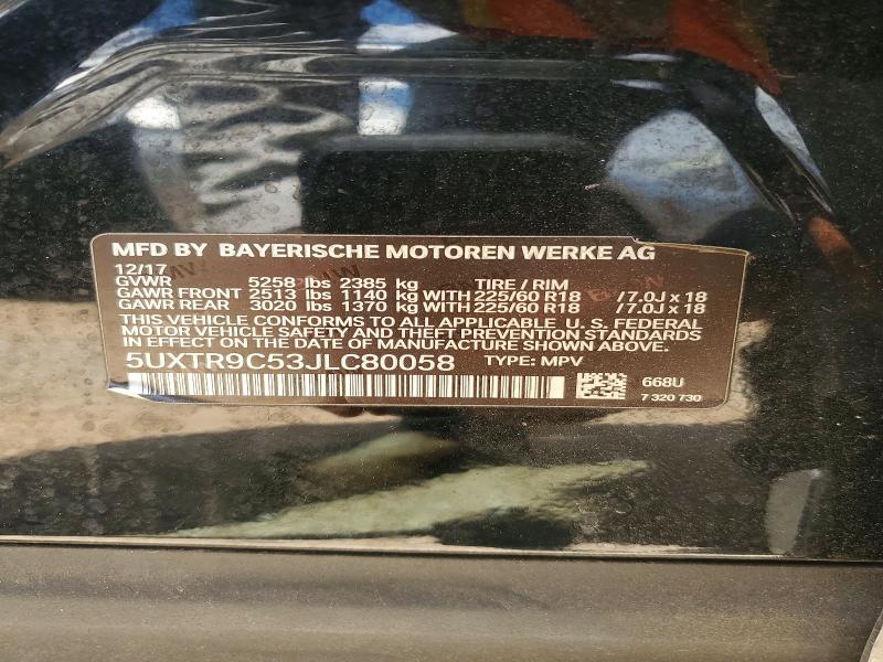 55547266 :رقم المزاد ، 5UXTR9C53JLC80058 vin ، 2018 Bmw X3 مزاد بيع