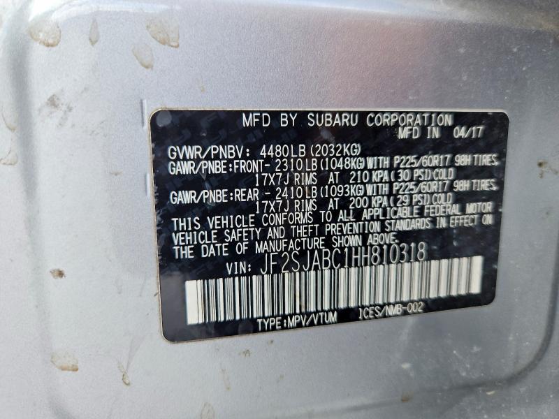 53756756 :رقم المزاد ، JF2SJABC1HH810318 vin ، 2017 Subaru Forester مزاد بيع
