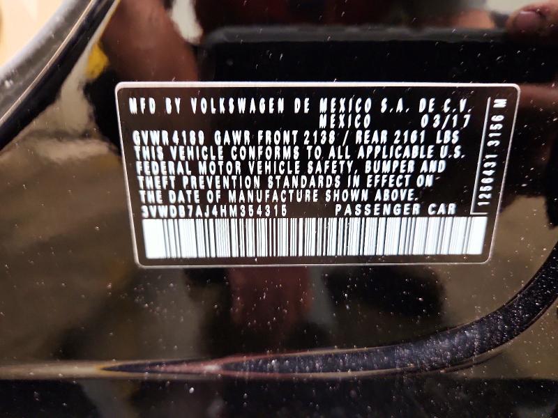 Aukcja sprzedaży 2017 Volkswagen Jetta, vin: 3VWDB7AJ4HM354315, numer aukcji: 58059846