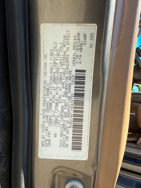 2004 Toyota Tundra მანქანა იყიდება აუქციონზე, vin: 5TBDT48114S438793, აუქციონის ნომერი: 59718166
