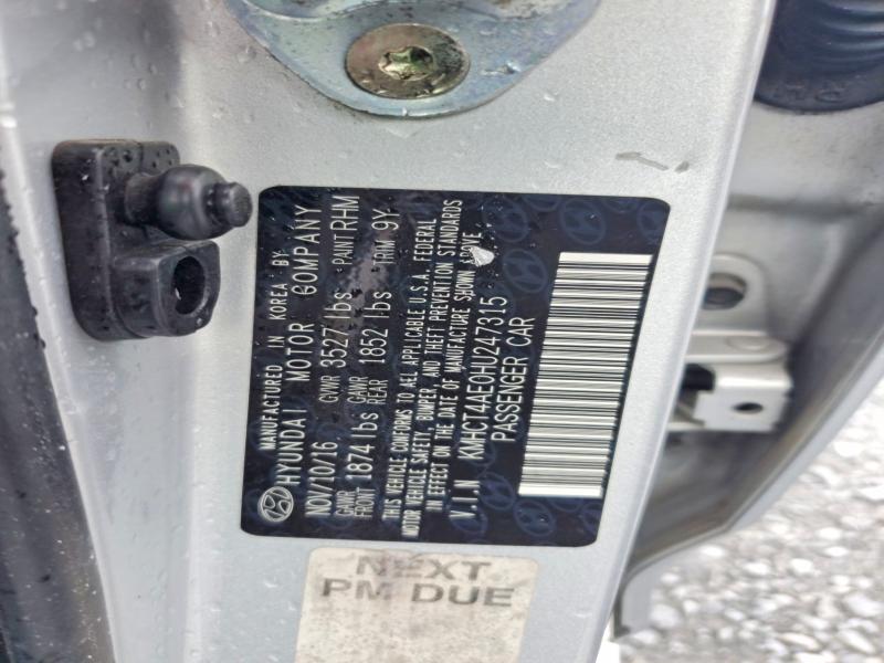 Aukcja sprzedaży 2017 Hyundai Accent, vin: KMHCT4AE0HU247315, numer aukcji: 57920316