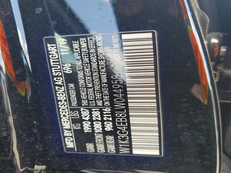 56542766 :رقم المزاد ، W1K3G4EB8LW044958 vin ، 2020 Mercedes-benz A مزاد بيع