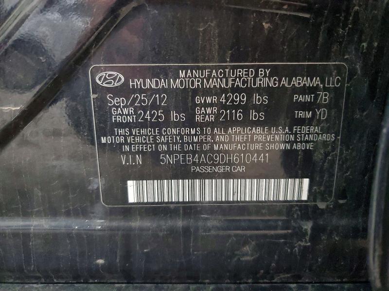 Aukcja sprzedaży 2013 Hyundai Sonata, vin: 5NPEB4AC9DH610441, numer aukcji: 57314096