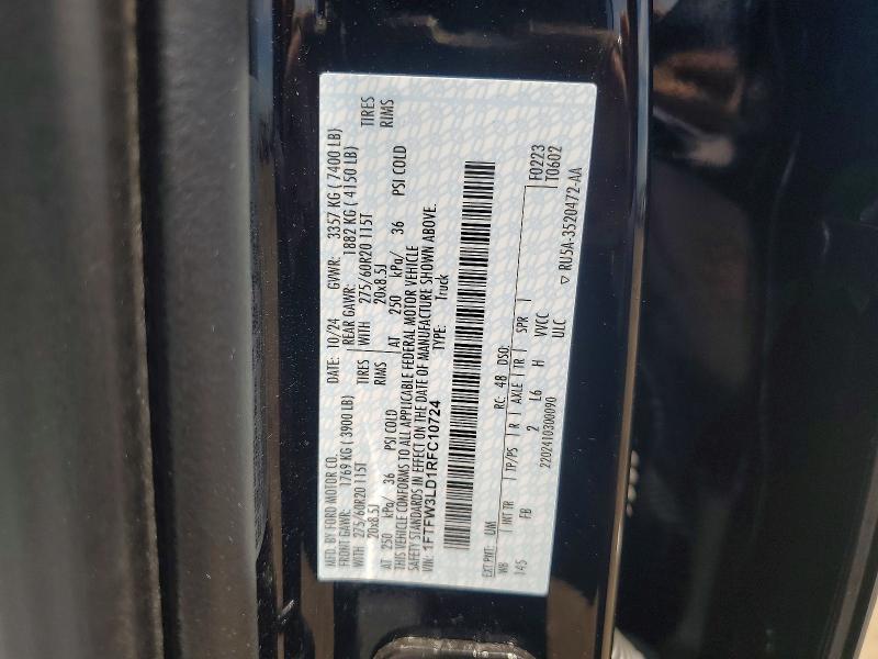 56044836 :رقم المزاد ، 1FTFW3LD1RFC10724 vin ، 2024 Ford F150 مزاد بيع