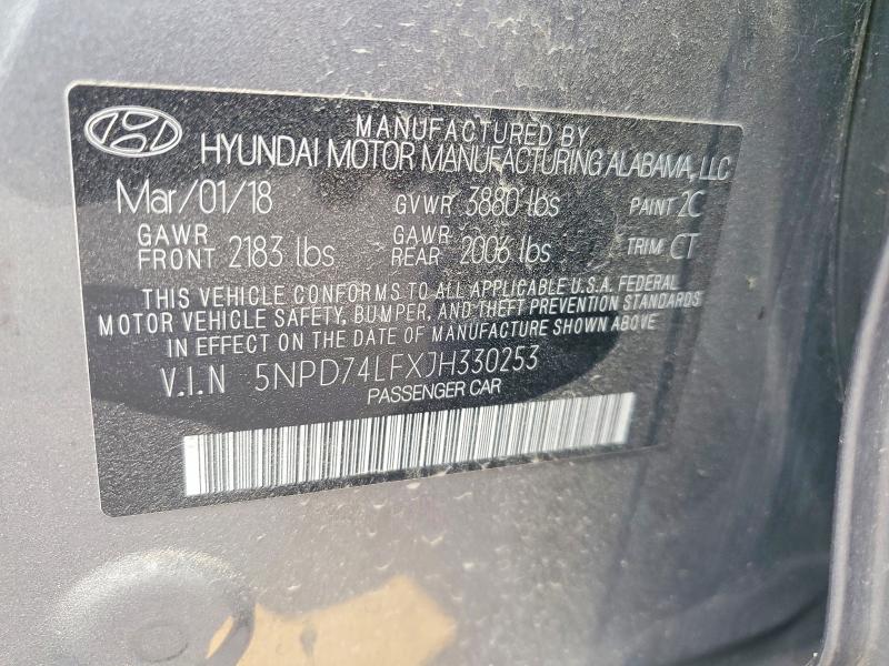 Продажа на аукционе авто 2018 Hyundai Elantra, vin: 5NPD74LFXJH330253, номер лота: 59052326