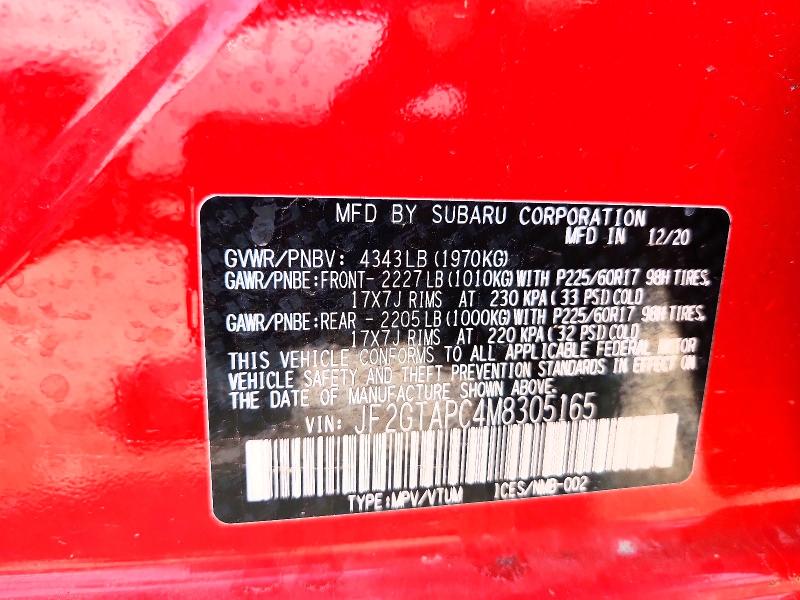 Продажа на аукционе авто 2021 Subaru Crosstrek, vin: JF2GTAPC4M8305165, номер лота: 56685946