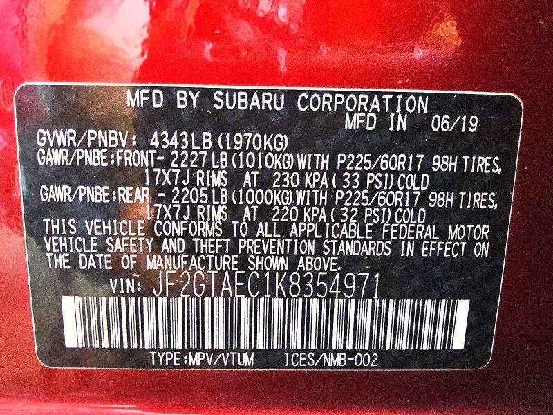 Aukcja sprzedaży 2019 Subaru Crosstrek, vin: JF2GTAEC1K8354971, numer aukcji: 58278346