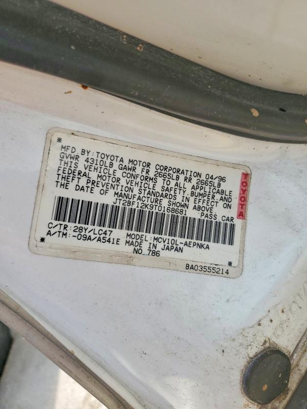 1996 Toyota Camry მანქანა იყიდება აუქციონზე, vin: JT2BF12K9T0168681, აუქციონის ნომერი: 56805516