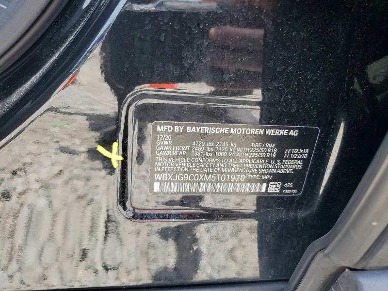 58447686 :رقم المزاد ، WBXJG9C0XM5T01970 vin ، 2021 Bmw X1 مزاد بيع