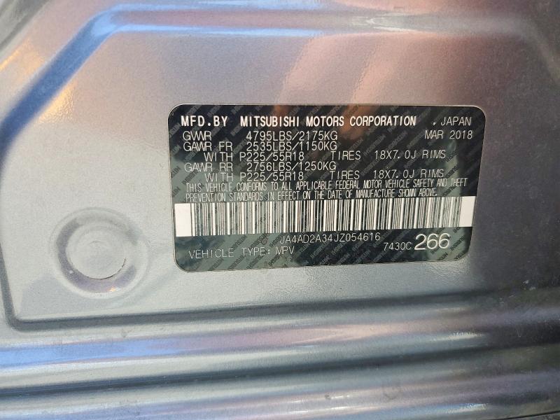 Aukcja sprzedaży 2018 Mitsubishi Outlander, vin: JA4AD2A34JZ054616, numer aukcji: 57552946
