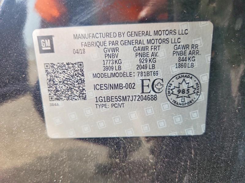 56673976 :رقم المزاد ، 1G1BE5SM7J7204688 vin ، 2018 Chevrolet Cruze مزاد بيع