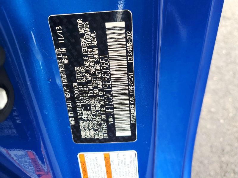 58840186 :رقم المزاد ، JF1ZCAC19E8603651 vin ، 2014 Subaru Brz Limited مزاد بيع
