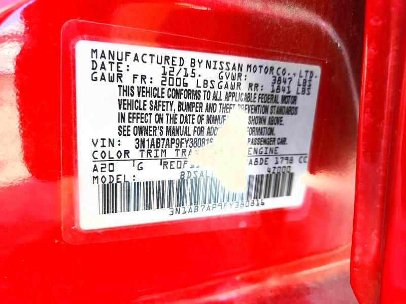 Продажа на аукционе авто 2015 Nissan Sentra, vin: 3N1AB7AP9FY380816, номер лота: 59192106