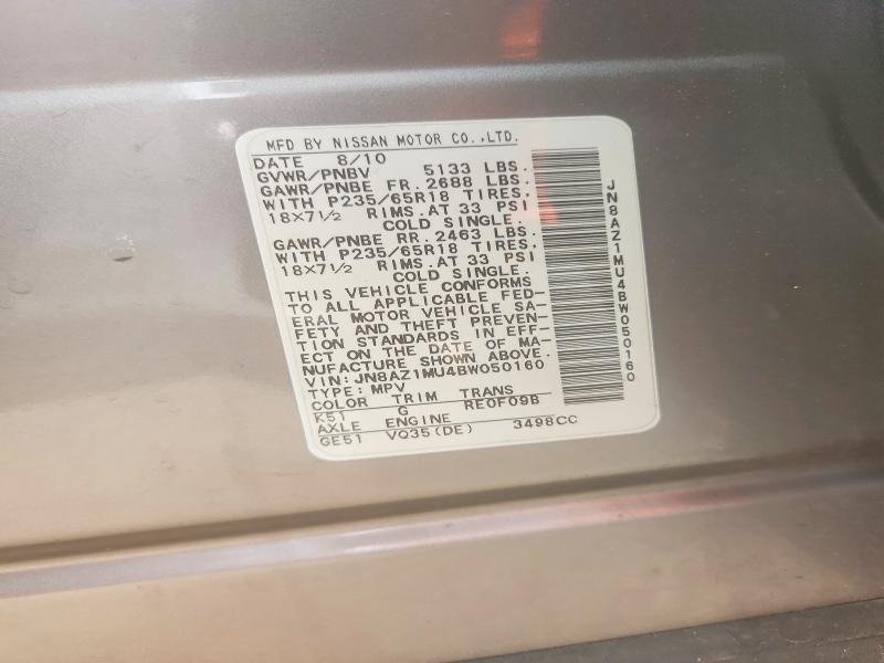 Aukcja sprzedaży 2011 Nissan Murano, vin: JN8AZ1MU4BW050160, numer aukcji: 58803926