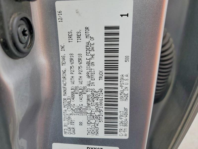 Aukcja sprzedaży 2017 Toyota Tundra, vin: 5TFDY5F1XHX617240, numer aukcji: 57246586