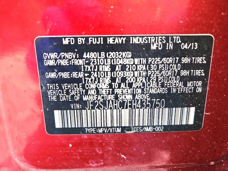 Продажа на аукционе авто 2014 Subaru Forester, vin: JF2SJAHC7EH435750, номер лота: 56598156