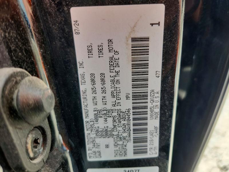 54334456 :رقم المزاد ، 7SVAAABAXRX044546 vin ، 2024 Toyota Sequoia مزاد بيع