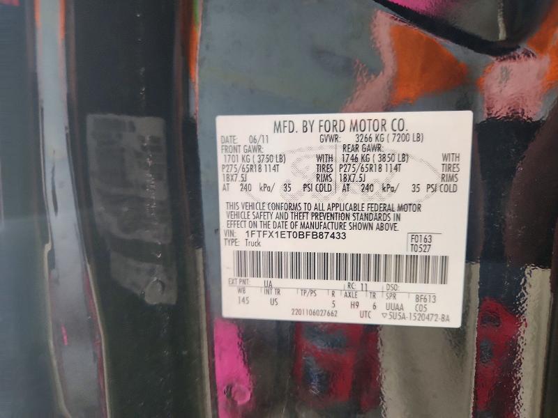 57139946 :رقم المزاد ، 1FTFX1ET0BFB87433 vin ، 2011 Ford F150 مزاد بيع