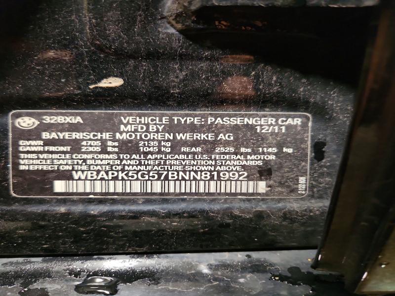 58459656 :رقم المزاد ، WBAPK5G57BNN81992 vin ، 2011 Bmw 328 مزاد بيع